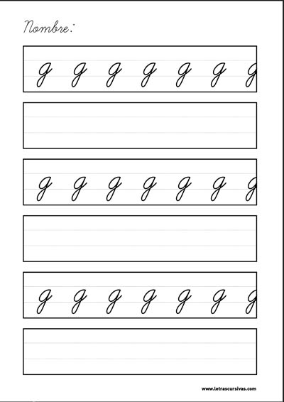 plantilla escritura letra cursiva g